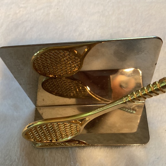 Tennis Rack napkin Holder All gold colored Made in Taiwan R.O.C. 4” wide 4” tall - Picture 5 of 5
